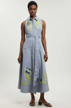 Robe Midi À Ceinture Avec Appliqués Floraux