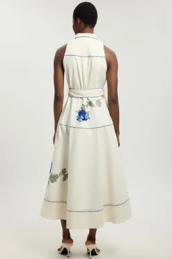 Robe Midi À Ceinture Avec Appliqués Floraux
