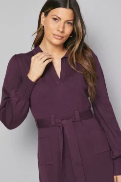 Robe Midi Ceinturée à Col