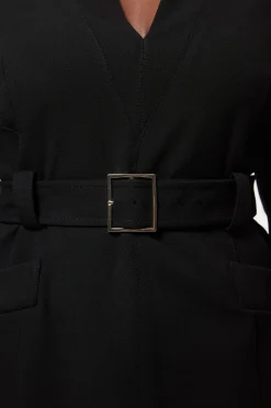 Robe Midi Ceinturée en Crêpe Structuré Grande Taille Forever