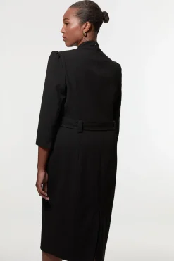 Robe Midi Ceinturée en Crêpe Structuré Grande Taille Forever