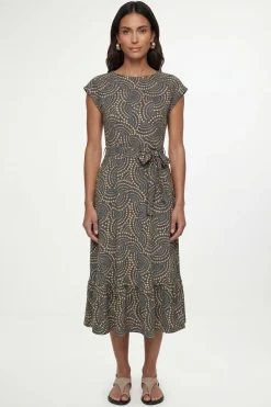 Robe Midi Ceinturée En Jersey À Pois