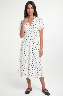 Wallis Robe Midi Ceinturée En Jersey À Pois Avec Manches Retroussées<Femme Toutes Les Robes|Robes D’Automne