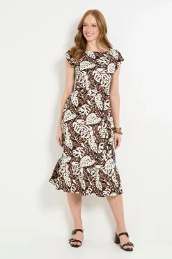 Robe Midi Ceinturée En Jersey Tropical