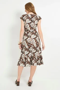 Robe Midi Ceinturée En Jersey Tropical