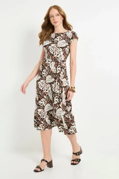 Robe Midi Ceinturée En Jersey Tropical