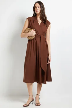 Robe Midi Ceinturée en Mélange de Lin
