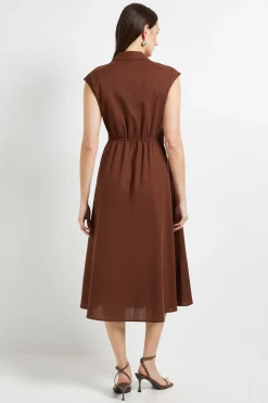 Robe Midi Ceinturée en Mélange de Lin