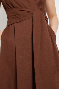 Robe Midi Ceinturée en Mélange de Lin