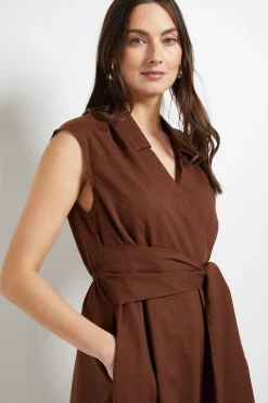 Robe Midi Ceinturée en Mélange de Lin