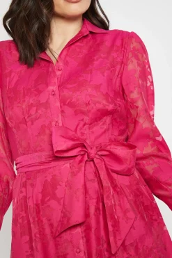 Robe midi ceinturée en organza fleuri
