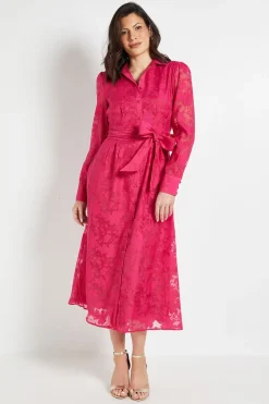 Robe midi ceinturée en organza fleuri