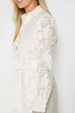 Robe Midi Ceinturée en Organza Fleuri Petite Taille
