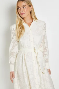 Robe Midi Ceinturée en Organza Fleuri Petite Taille