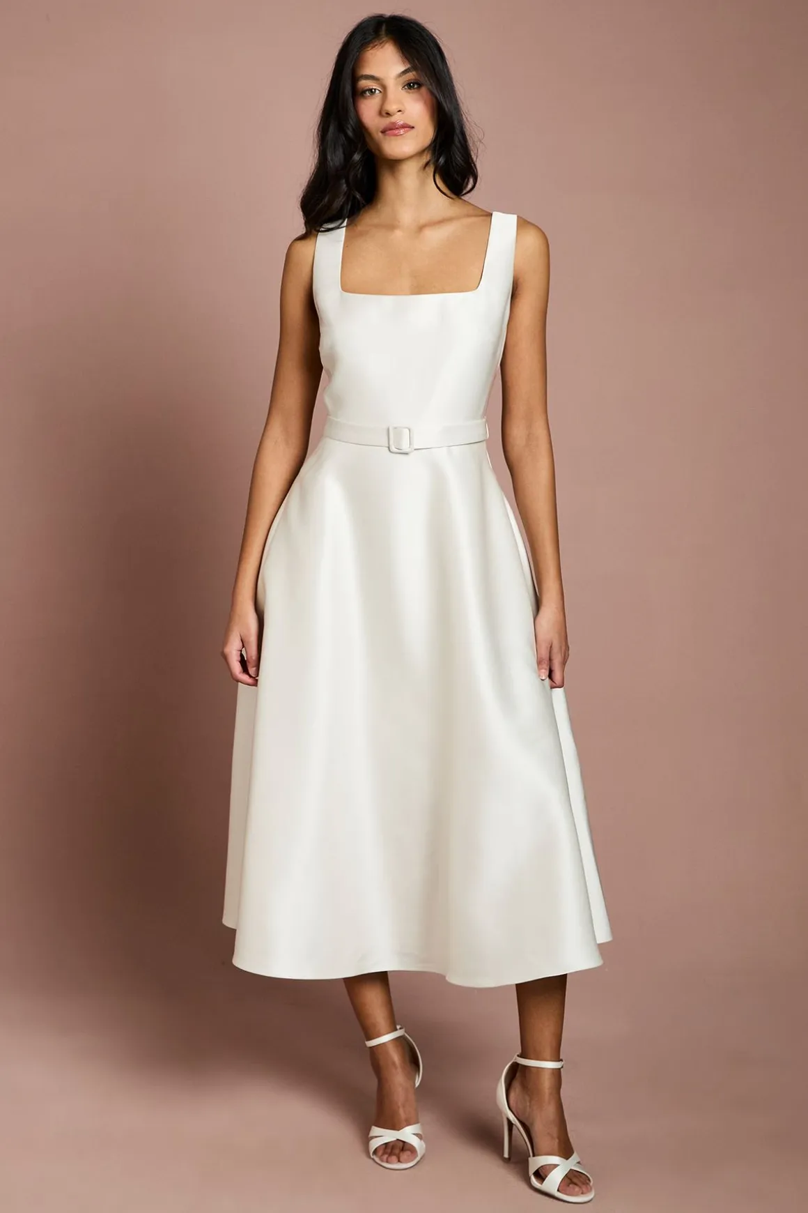 Robe Midi Ceinturée en Sergé Petite