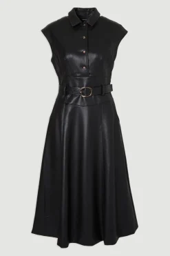 Robe Midi Ceinturée en synthétique