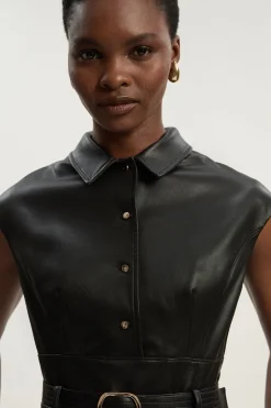 Robe Midi Ceinturée en synthétique