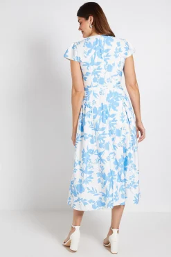 Robe Midi Ceinturée En Twill Ottoman À Motif Floral