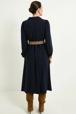 Wallis Robe Midi Ceinturée À Motifs Géométriques Contrastés<Femme Toutes Les Robes|Robes Mi-Longues