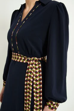 Wallis Robe Midi Ceinturée À Motifs Géométriques Contrastés<Femme Toutes Les Robes|Robes Mi-Longues