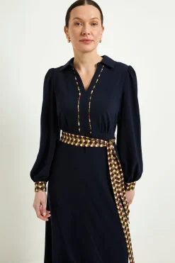 Wallis Robe Midi Ceinturée À Motifs Géométriques Contrastés<Femme Toutes Les Robes|Robes Mi-Longues