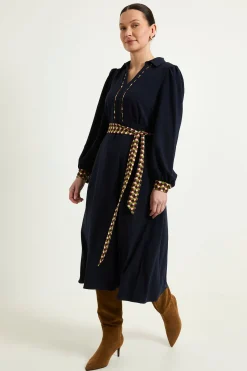 Wallis Robe Midi Ceinturée À Motifs Géométriques Contrastés<Femme Toutes Les Robes|Robes Mi-Longues