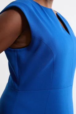 KarenMillen Robe midi ceinturée plus size structurée en crépe tailleur à jupe évasée<Femme Tailleurs|Robes Mi-Longues