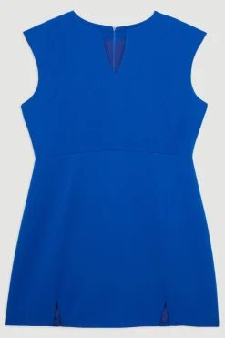 KarenMillen Robe midi ceinturée plus size structurée en crépe tailleur à jupe évasée<Femme Tailleurs|Robes Mi-Longues