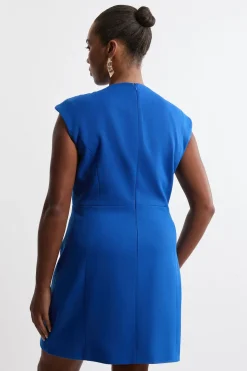 KarenMillen Robe midi ceinturée plus size structurée en crépe tailleur à jupe évasée<Femme Tailleurs|Robes Mi-Longues