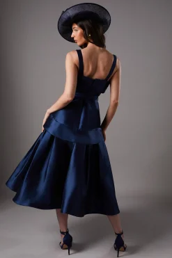 Robe Midi Ceinturée À Volume En Sergé Lisa Tan