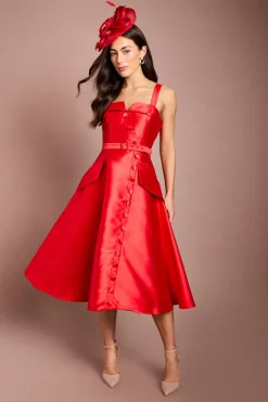 Robe Midi Ceinturée Volumineuse En Sergé Lisa Tan