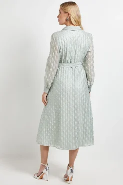 Robe Midi Chemise En Organza Géométrique Petite Taille
