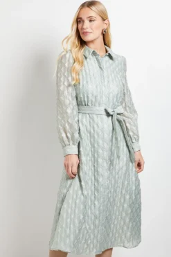 Robe Midi Chemise En Organza Géométrique Petite Taille