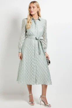 Robe Midi Chemise En Organza Géométrique Petite Taille