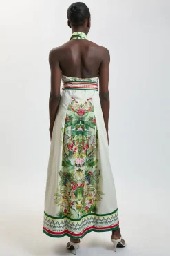 Robe Midi Chemise En Satin De Coton À Imprimé Floral