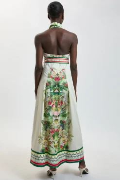 KarenMillen Robe Midi Chemise À Imprimé Floral En Coton Satiné Petite<Femme Robes Chemise|Toutes Les Robes