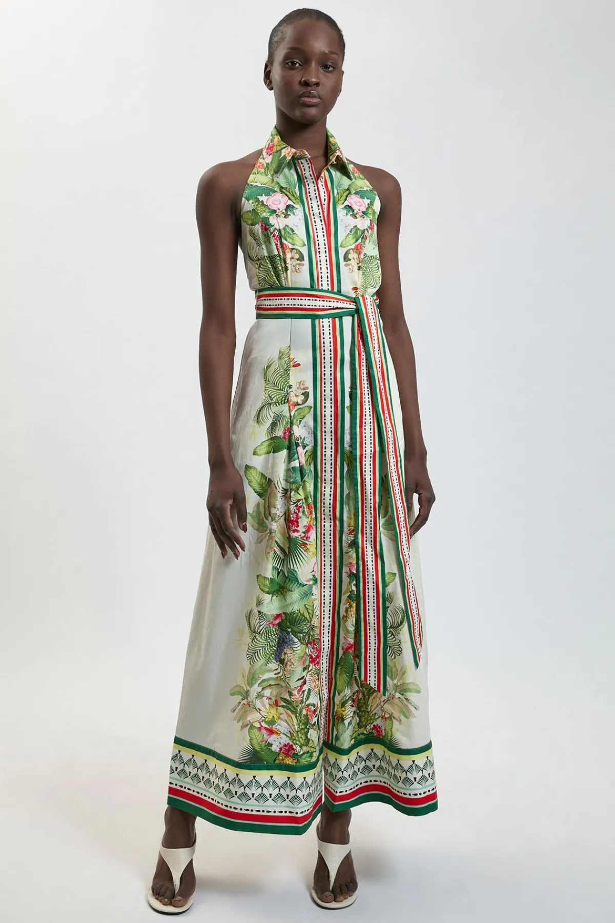KarenMillen Robe Midi Chemise À Imprimé Floral En Coton Satiné Petite<Femme Robes Chemise|Toutes Les Robes