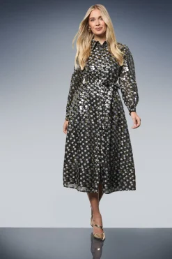 Wallis Robe Midi Chemise Organza à Pois Paillettes Petite Taille<Femme Robes Mi-Longues|Robes À Manches Longues