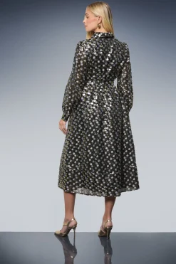 Wallis Robe Midi Chemise Organza à Pois Paillettes Petite Taille<Femme Robes Mi-Longues|Robes À Manches Longues