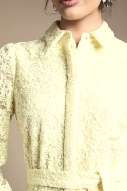 Robe Midi Chemisier En Organza À Broderies Florales
