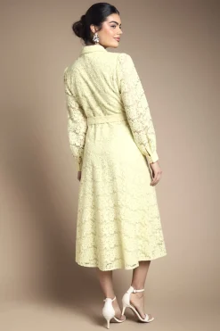 Robe Midi Chemisier En Organza À Broderies Florales