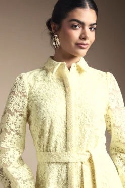 Robe Midi Chemisier En Organza À Broderies Florales