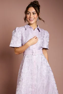 Coast Robe Midi Chemisier Jacquard à Manches Courtes<Femme Robes Chemise|Toutes Les Robes