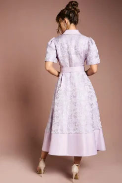 Coast Robe Midi Chemisier Jacquard à Manches Courtes<Femme Robes Chemise|Toutes Les Robes