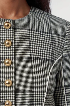 Robe Midi Cintrée À Carreaux Avec Basque Et Ceinture Petite