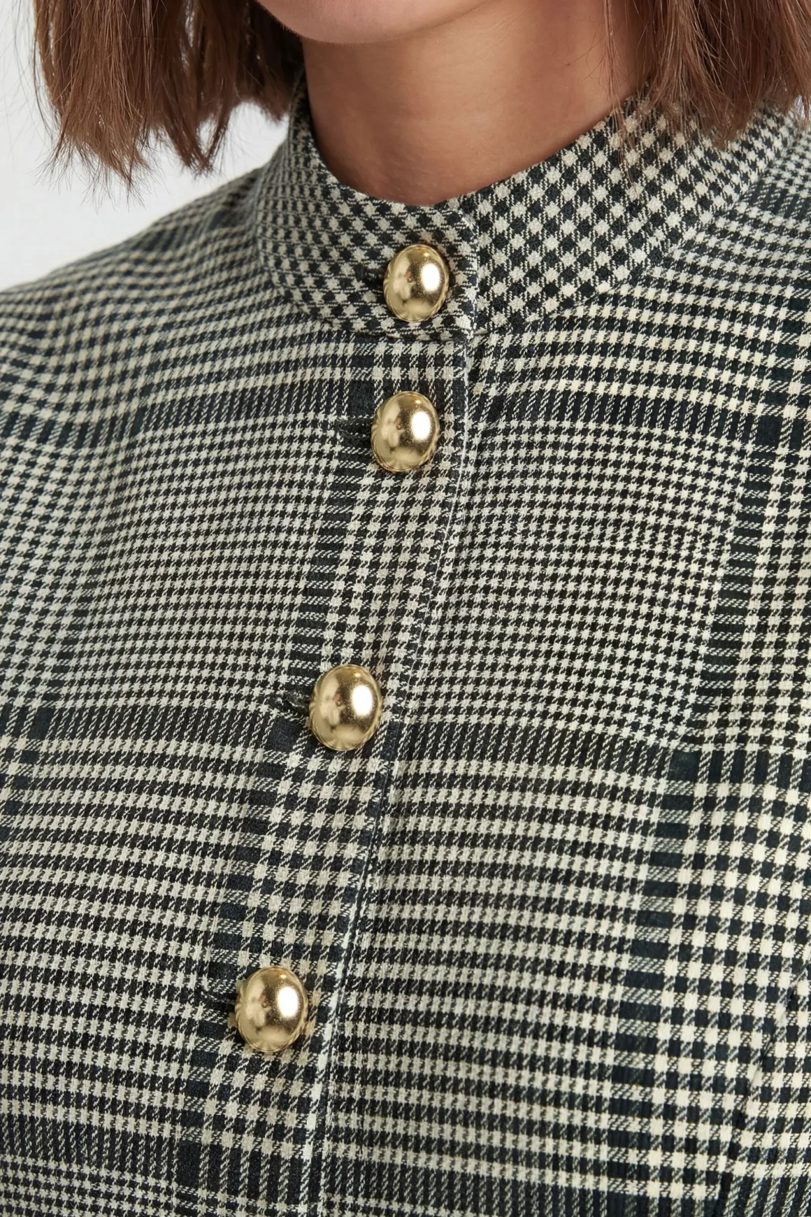 Robe Midi Cintrée À Carreaux Avec Basque Et Ceinture