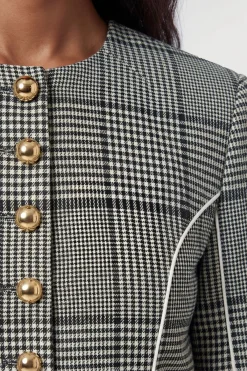 KarenMillen Robe Midi Cintrée À Carreaux Avec Basque Et Ceinture<Femme Toutes Les Robes|Robes Mi-Longues