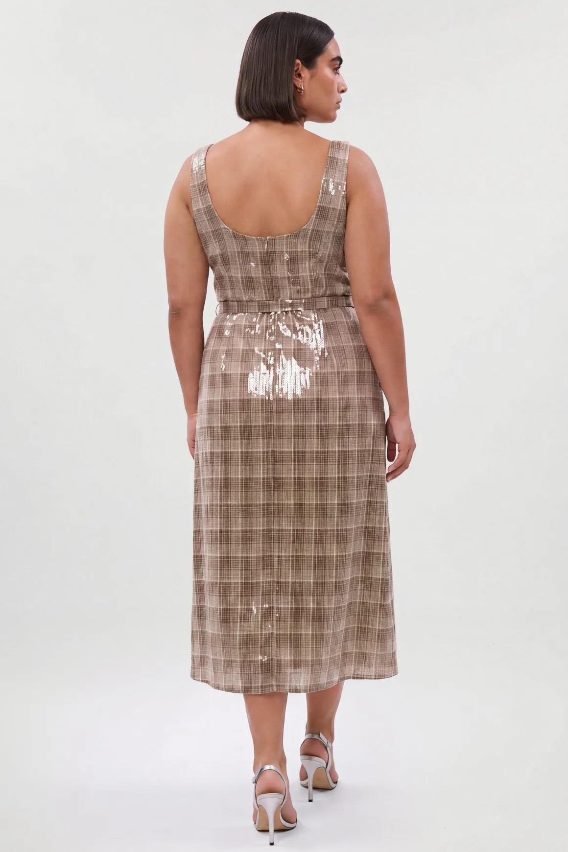 Robe Midi Cintrée À Ceinture Avec Sequins Curve
