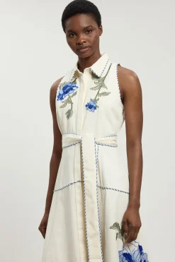 Robe Midi Cintrée À Ceinture Avec Appliqués Floraux