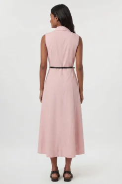 KarenMillen Robe Midi Cintrée À Ceinture En Viscose Lin Premium Avec Jupe Ample Et Coupe Ajustée<Femme Robes|Robes Mi-Longues